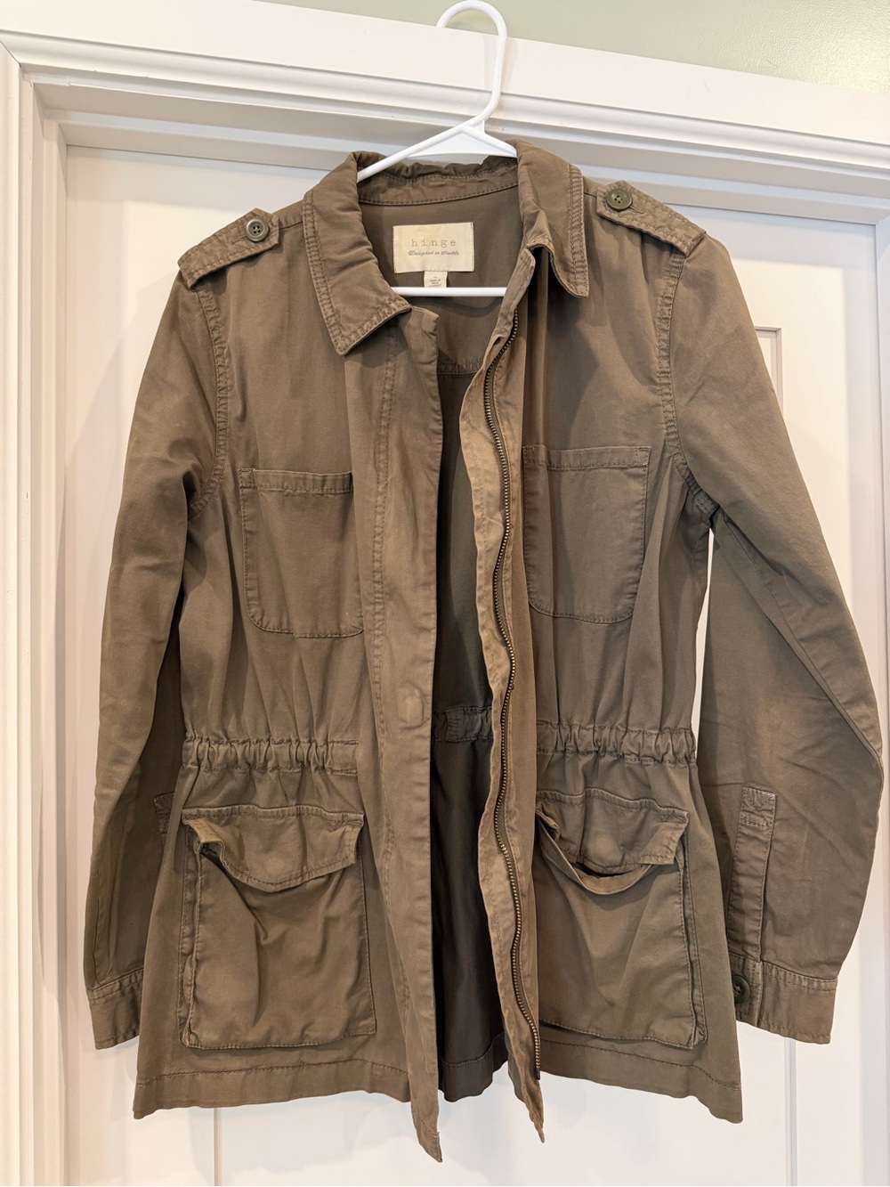 Hinge Olive Green Utility Jacket with Drawstring Waist Size Medium